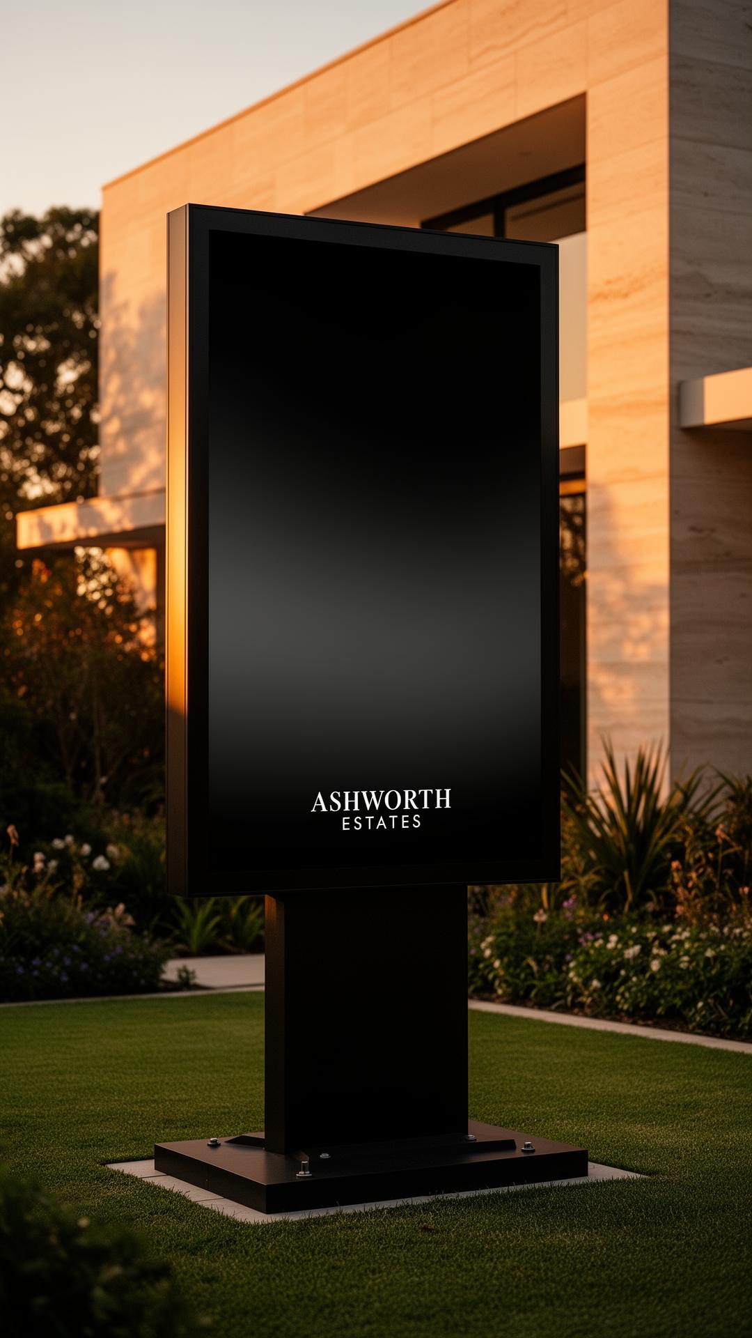 Solar-powered Curb Billboard installed on a vendor's lawn for a long For Sale campaign.